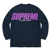 Supreme FW19 Week 1 Trademark L/S Top Round Neck Unisex Navy Blue SUP-FW19-079