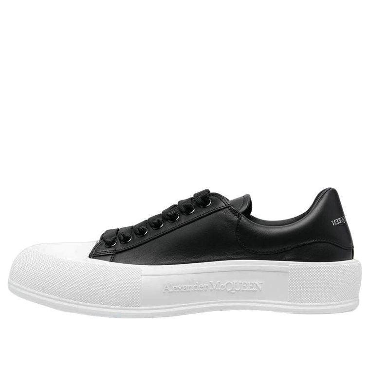 Alexander McQueen Deck Lace Up Plimsoll Sneakers 'Black White' 705201WIAB61070