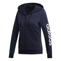 (WMNS) adidas Side Sleeve logo Printing hooded track Jacket Blue DU0648