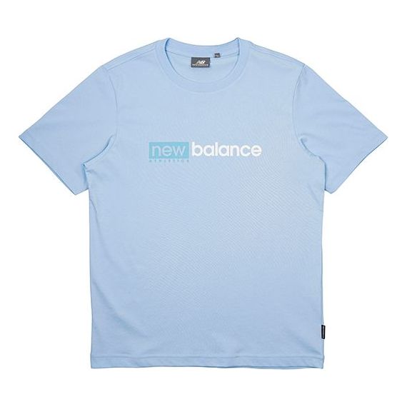 New Balance Logo Printing Casual Sports Short Sleeve Version Couple Style Blue NEA2E013-BL