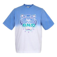 Men's KENZO Gradient Embroidered Round Neck Short Sleeve Blue White FA55TS5014YG-65