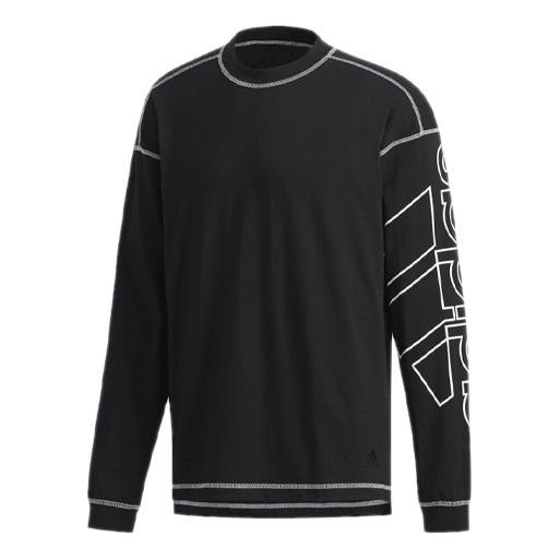 adidas M S2S BL LS TEE Casual Sports Round Neck Pullover Long Sleeves Black DV1003