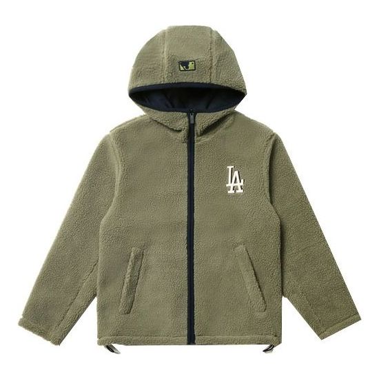 MLB Los Angeles Dodgers lamb's wool Hooded Jacket Unisex Khaki 31JPF2061-07K