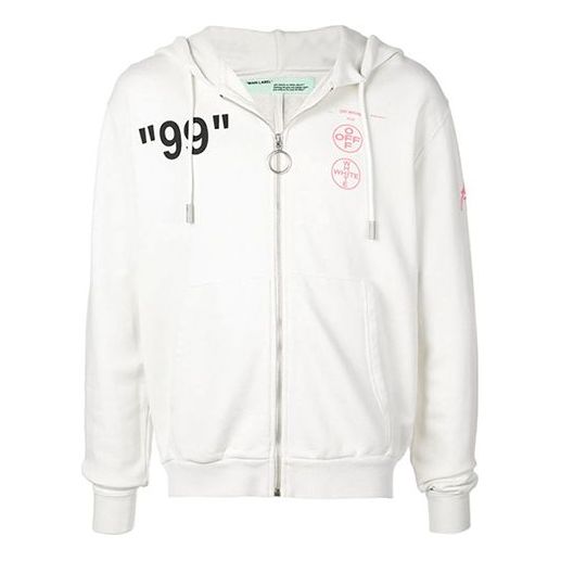 Off-White MENS Virgil Abloh Zipped Hoodie White OMBE001R190030110288