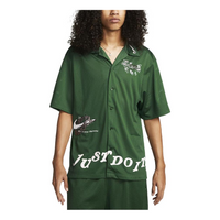 Nike Alphabet Single Breasted Short Sleeve Shirt Men's Green DZ3078-341