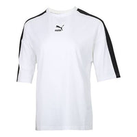 (WMNS) PUMA Splicing Short Sleeve Classic Loose White 530006-02