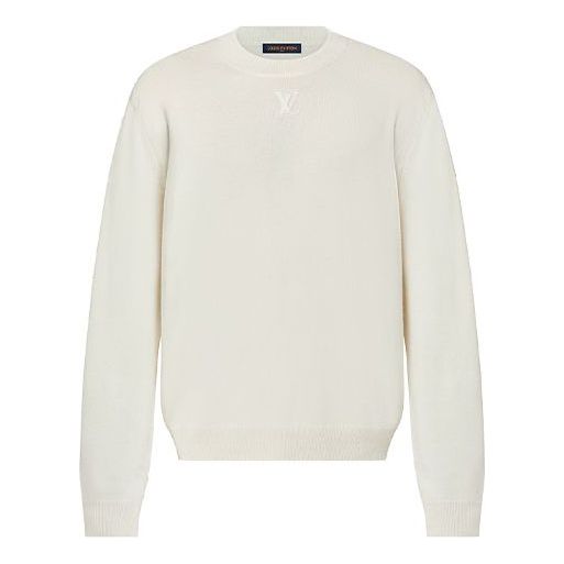 Men's LOUIS VUITTON FW21 Logo Embossing Round Neck Long Sleeves White 1A9EJ8