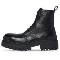 (WMNS) Balenciaga Strike Lace Up Boots 'Black Lambskin' 590974WAD401000
