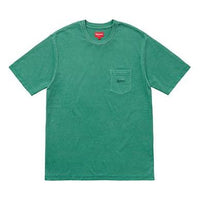 Supreme SS18 Overdyed Pocket Tee Washed Dark Green Logo Tee SUP-SS18-143
