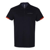 Men's adidas Solid Color Classic Logo Printing Cuff Detail Short Sleeve Navy Blue Polo Shirt FN0769