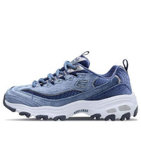 (WMNS) Skechers D'Lites Velvet Low-top Clunky Shoes Gray/Blue 11917-SLT