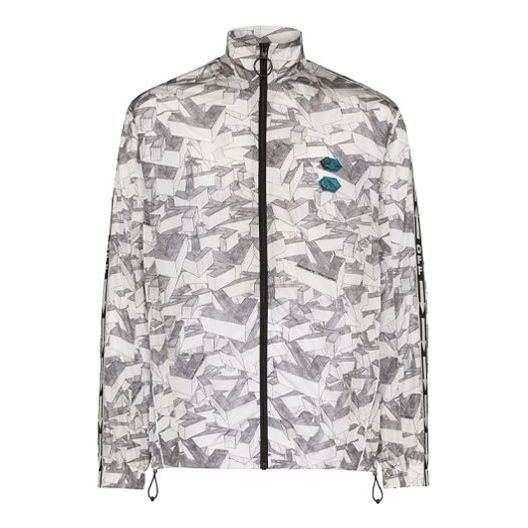 Off-White Pattern Zipper Sports Jacket Loose Fit Gray White OMBD010R20G440019900