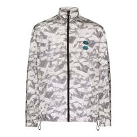 Off-White Pattern Zipper Sports Jacket Loose Fit Gray White OMBD010R20G440019900