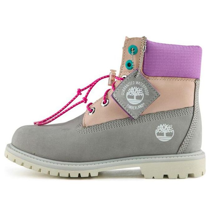 (WMNS) Timberland Valentines Day 6 Inch Premium Wide Fit Waterproof Boots 'Grey and Beige Nubuck with Purple Collar' A2MC1W