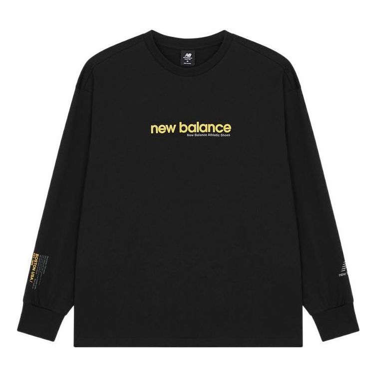 New Balance Logo Print Long Sleeve Top Asia Sizing 'Black Yellow' AMT21370-BK