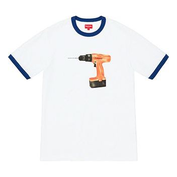 Supreme SS19 Drill Ringer Electric Drill Printing Short Sleeve Unisex Blue SUP-SS19-660