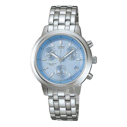 CASIO Large Series Quartz Movement Stainless Steel Case Light Blue Dial 50m Waterproof Watch Analog BEL-500D-2AV