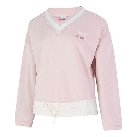 (WMNS) PUMA Logo V neck Sweatshirt 'Pink' 537524-88