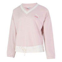 (WMNS) PUMA Logo V neck Sweatshirt 'Pink' 537524-88