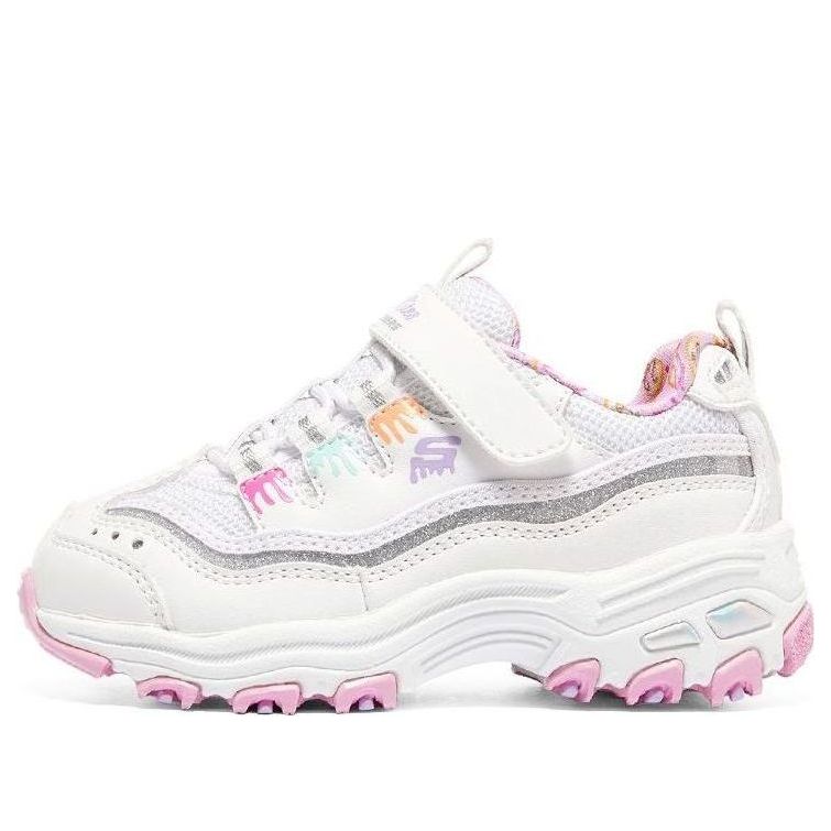 (GS) Skechers D'Lites Strap Memory Foam Running Shoes 'White Pink' 302575N-WMLT