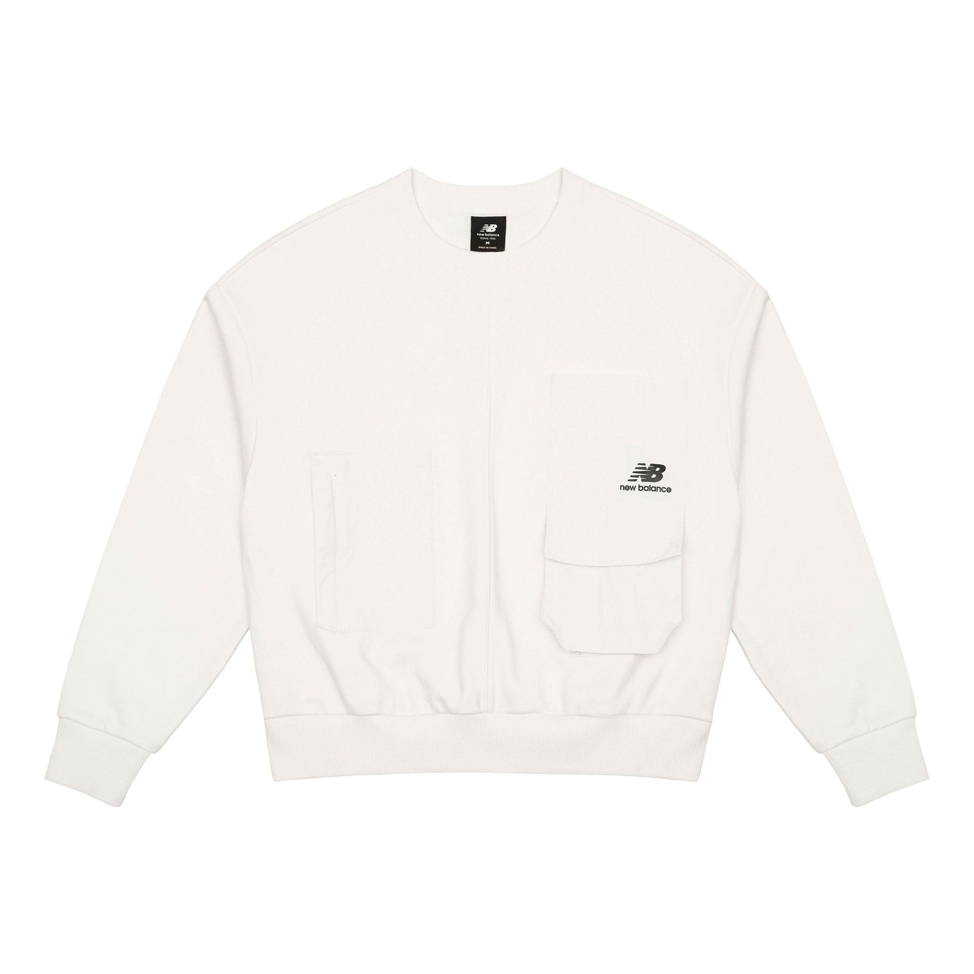 (WMNS) New Balance Logo Printing Casual Round Neck Pullover Sports Milky White Hoodie AWT13331-IV