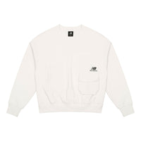 (WMNS) New Balance Logo Printing Casual Round Neck Pullover Sports Milky White Hoodie AWT13331-IV