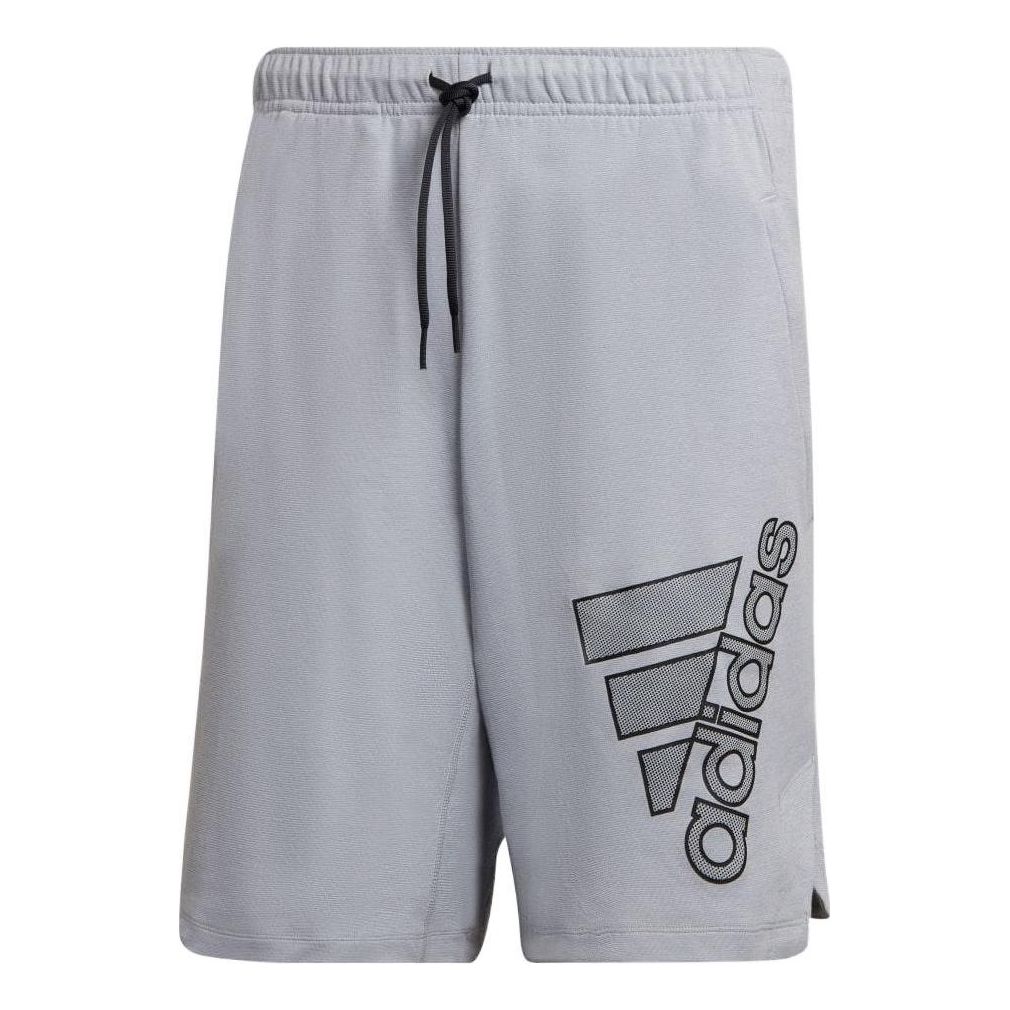 Men's adidas Logo Printing Elastic Waistband Straight Shorts Japanese Version Gray HB9190