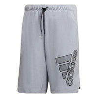 Men's adidas Logo Printing Elastic Waistband Straight Shorts Japanese Version Gray HB9190