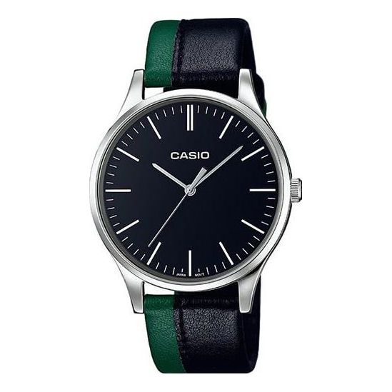 CASIO Collection Quartz Watch Leather Strap Green Black Analog MTP-E133L-1EEF