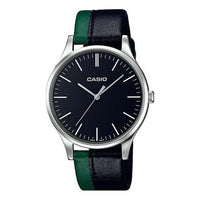 CASIO Collection Quartz Watch Leather Strap Green Black Analog MTP-E133L-1EEF