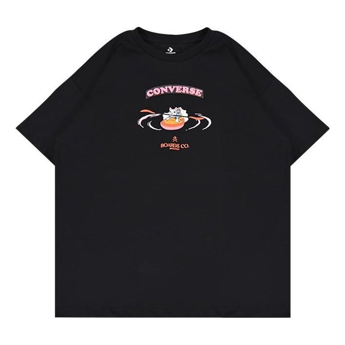 (WMNS) Converse Boards Co. Logo T-Shirt Asia Sizing 'Black' 10025883-A02