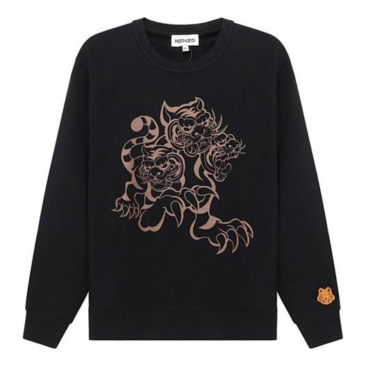 (WMNS) KENZO x KANSAIYAMAMOTO Crossover TIGER Round Neck Pullover Black Hoodie FB52SW8254ML-99