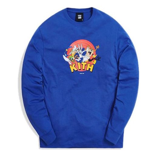 KITH x Looney Tunes Crossover Bugs Bunny Cartoon Printing Long Sleeves Unisex Blue KH3800-109