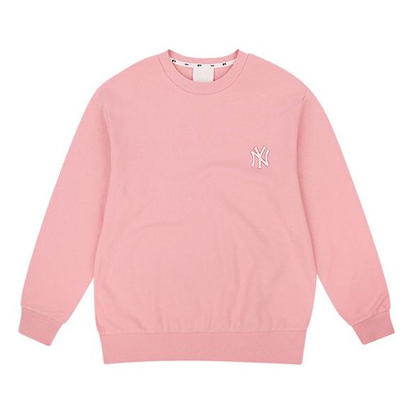 MLB Unisex New York Yankees Logo Embroidery Round-neck Sweatshirt Pink 31MTZ1941-50P