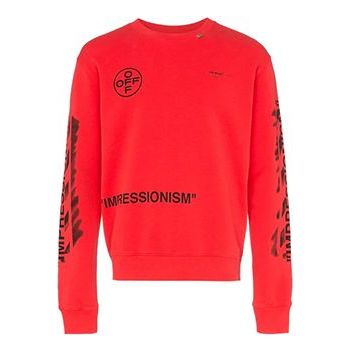Off-White MENS SS19 'Impressionism' Crew Neck Cotton Logo Sweatshirt Red OMBA025R190030152010