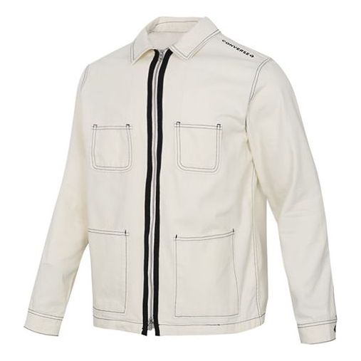 Converse Pocket Woven Long Sleeves Jacket Asia Sizing 'White' 10020896-A04