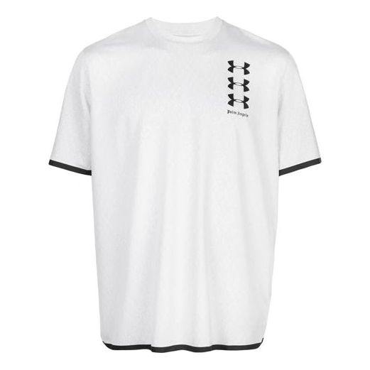 Men's PALM ANGELS Logo Printing Round Neck Short Sleeve White PMAA036S19590071-0110