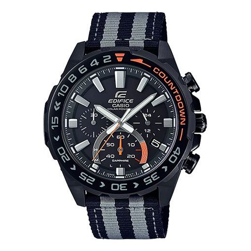 Men's CASIO EDIFICE Series Nylon Sports Watch Outdoor Mens Black Analog EFS-S550BL-1AV