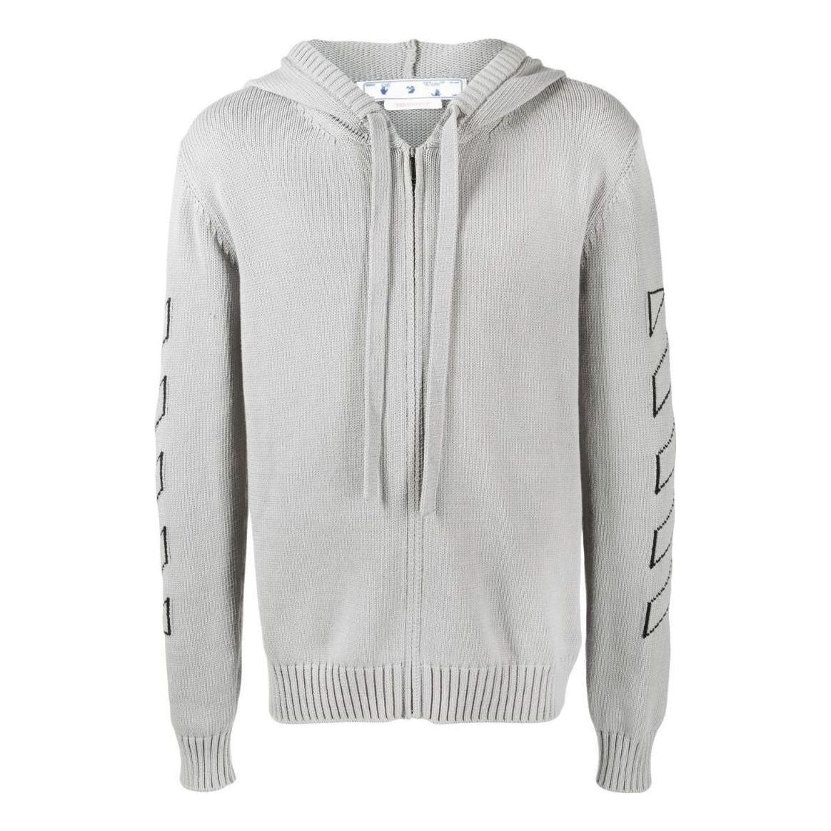 Men's Off-White FW22 Solid Color Logo Printing Pullover Hooded Jacket Version Light Grey OMHA145C99KNI0010610