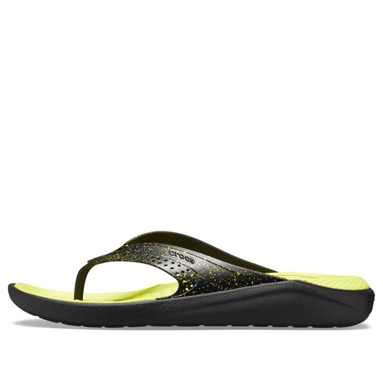 Crocs LiteRide Flip Flops 'Black Yellow' 205940-060
