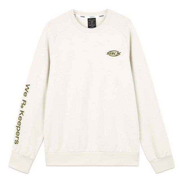 Skechers SKX Letter Print Crew Sweater 'White Black' L422U099