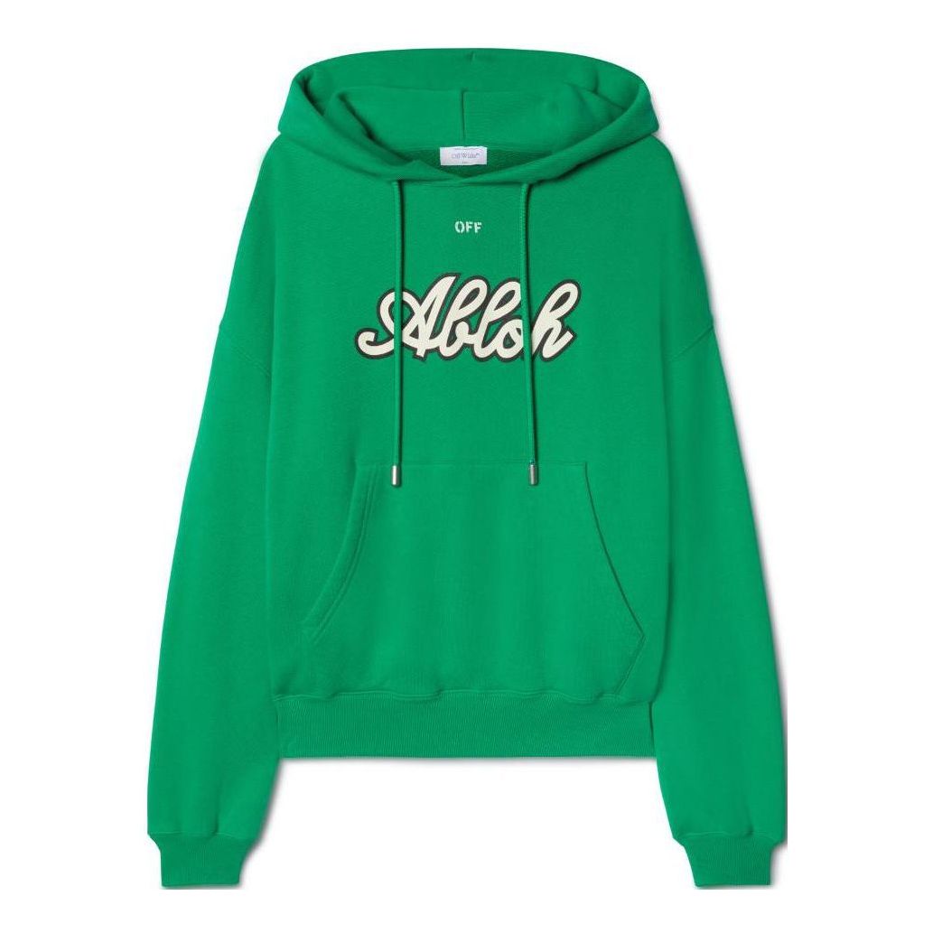 Off-White Varsity-Print Cotton Hoodie 'College Green' OMBB118S24FLE0055561