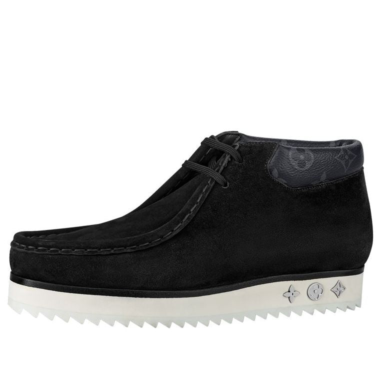 LOUIS VUITTON Mods Ankle Boots 'Black Suede with Faded Monogram Collar' 1A8JSZ