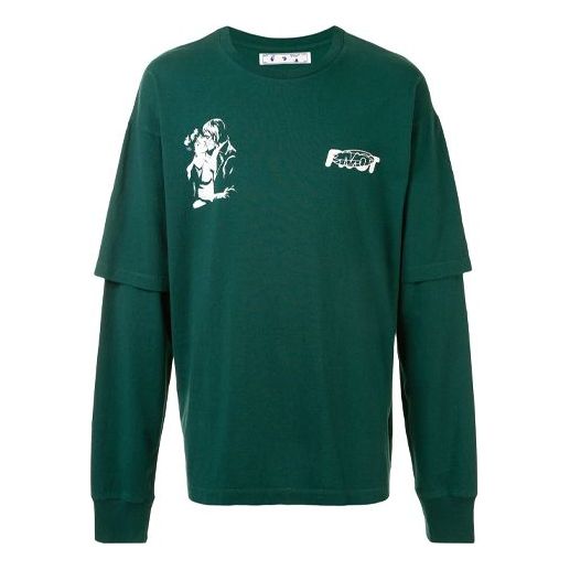 Off-White Logo Printing Long Sleeves Green OMAB022E20JER0025701