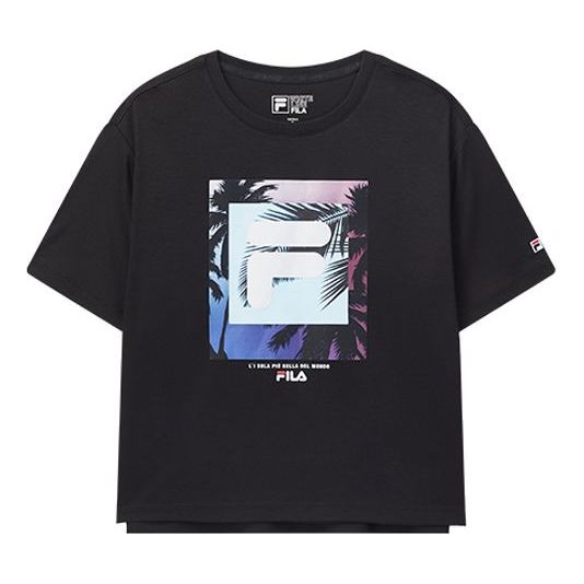 (WMNS) FILA Printing Short Sleeve Navy Blue F11W028137F-NV