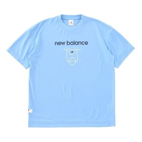 New Balance Mesh Coat Graphic Short Sleeve T-shirt Asia Sizing 'Light Blue' AMT35064-BLZ