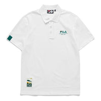 Men's FILA FUSION Logo Casual Sports Short Sleeve Polo Shirt White T11M123101F-WT
