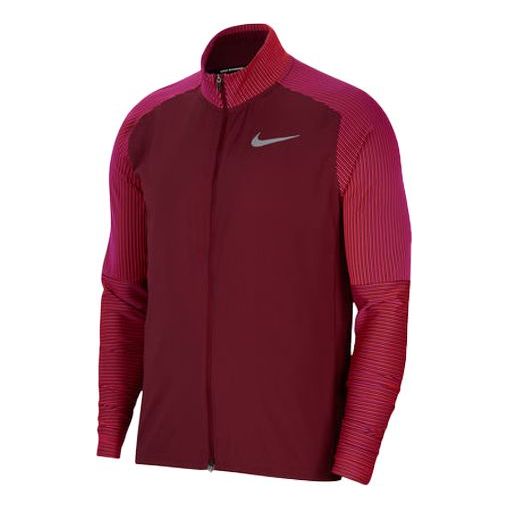 Nike Stripe Splicing Pattern Zipper Stand Collar Sports Jacket Red CU5398-638