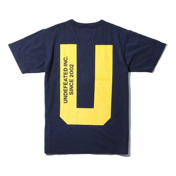 Men's UNDEFEATED x CHAMPION Crossover Version Back Large Logo Short Sleeve Navy Blue C8-P370-NAVY