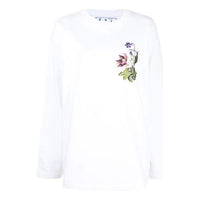 (WMNS) Off-White SS21 Pattern Printing Loose Round Neck Long Sleeves White Hoodie OWBA062S21JER0030155